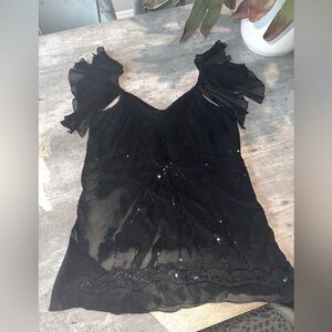 Guess Authentic black beaded top size L large